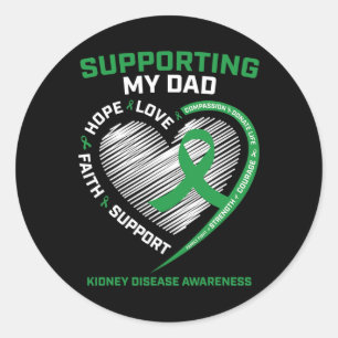 Men Women Kids Father Gifts Dad Kidney Disease Awa Classic Round Sticker
