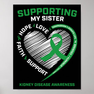 Men Women Kids Green Sister Kidney Disease Awarene Poster