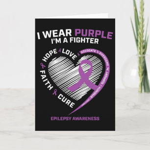 Men Women Kids I Wear Purple Im A Fighter Epilepsy Card