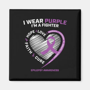 Men Women Kids I Wear Purple Im A Fighter Epilepsy Magnet