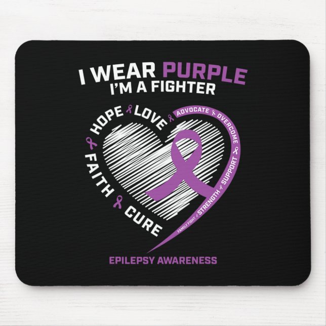 Men Women Kids I Wear Purple Im a Fighter Epilepsy Mouse Pad (Front)