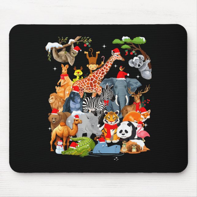 Men Women Kids Wildlife Zoo Day Christmas Party 22 Mouse Pad (Front)