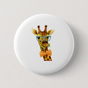 Men Women Nerdy Giraffe, Funny Animal 6 Cm Round Badge