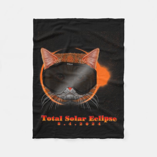 Men Women Solar Eclipse 8 4 Cat Fleece Blanket (Front)