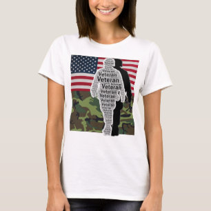 Men Women US Flag Camouflage Army Veteran T-Shirt