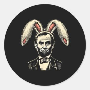 Men Women Vintage Easter Bunny Costume Abraham Lin Classic Round Sticker