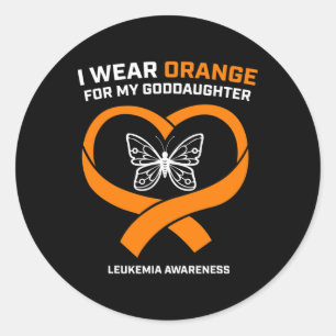 Men Women Wear Orange For My Goddaughter Leukaemia Classic Round Sticker