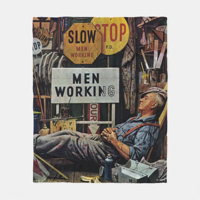 Men Working Fleece Blanket (Front)
