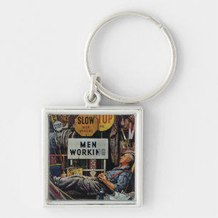 Men Working Key Ring