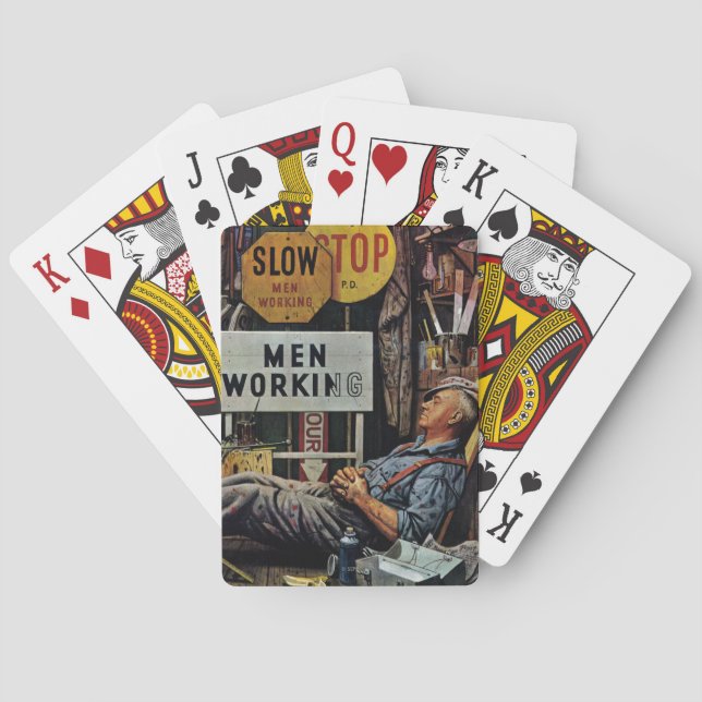 Men Working Playing Cards (Back)