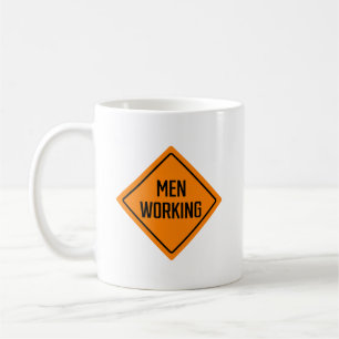 Men Working Road Sign   Classic Mug