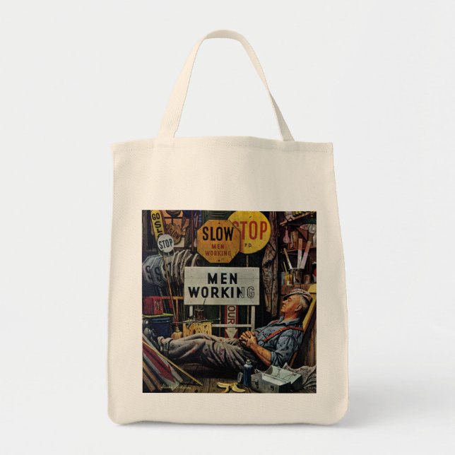 Men Working Tote Bag (Front)