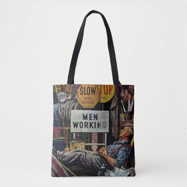 Men Working Tote Bag (Front)