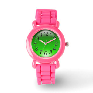 Men Wristwatch green dial plate with pink belt