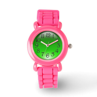 Men Wristwatch green dial plate with pink belt
