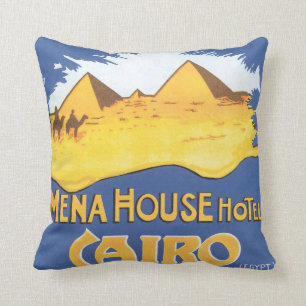 Mena House Hotel Cairo Vintage Travel Poster Cushion