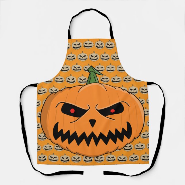 Menacing Jack O'Lantern Halloween Apron (Front)