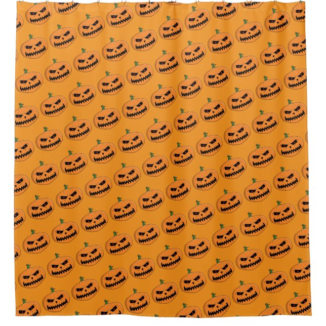 Menacing Jack O'Lantern Halloween Shower Curtain (Front)