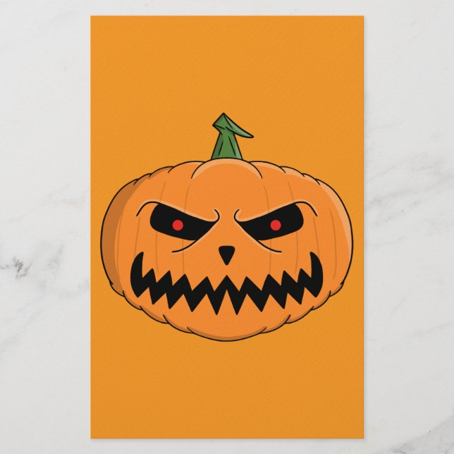 Menacing Jack O'Lantern Halloween Stationery (Front)