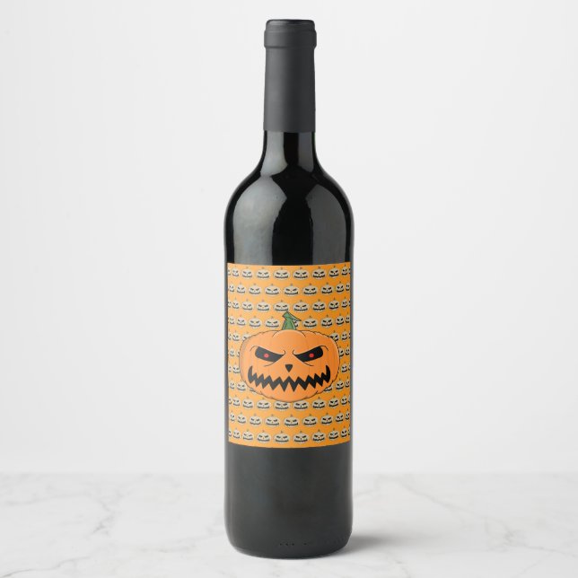 Menacing Jack O'Lantern Halloween Wine Label (Front)