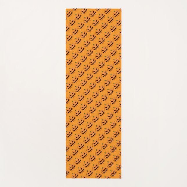 Menacing Jack O'Lantern Halloween Yoga Mat (Front)