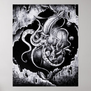 Menacing Squid Poster