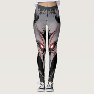 Menacing Wolf with Glowing Red Eyes Leggings