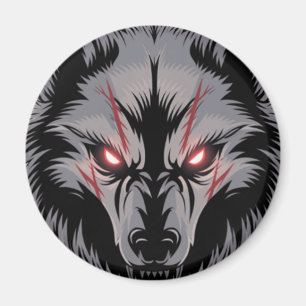 Menacing Wolf with Glowing Red Eyes Magnet