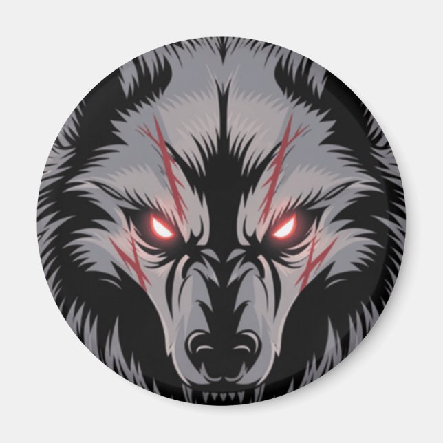Menacing Wolf with Glowing Red Eyes Magnet (Front)