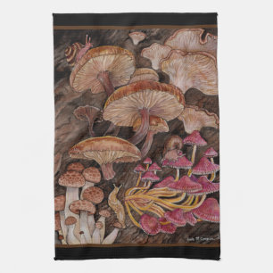 Menagerie of Mushrooms Tea Towel