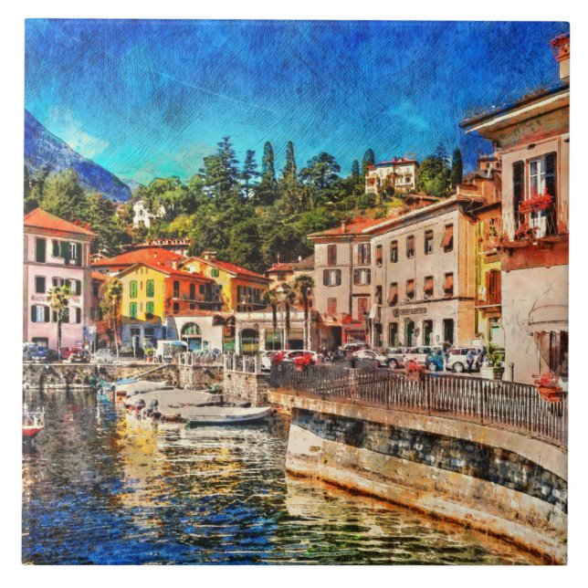 Menaggio on Como Lake, Italy Ceramic Tile (Front)
