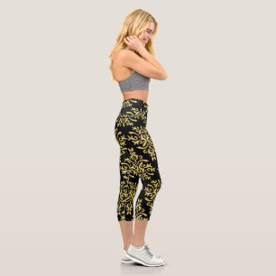 Mendela Pattern, Gold Capri Leggings
