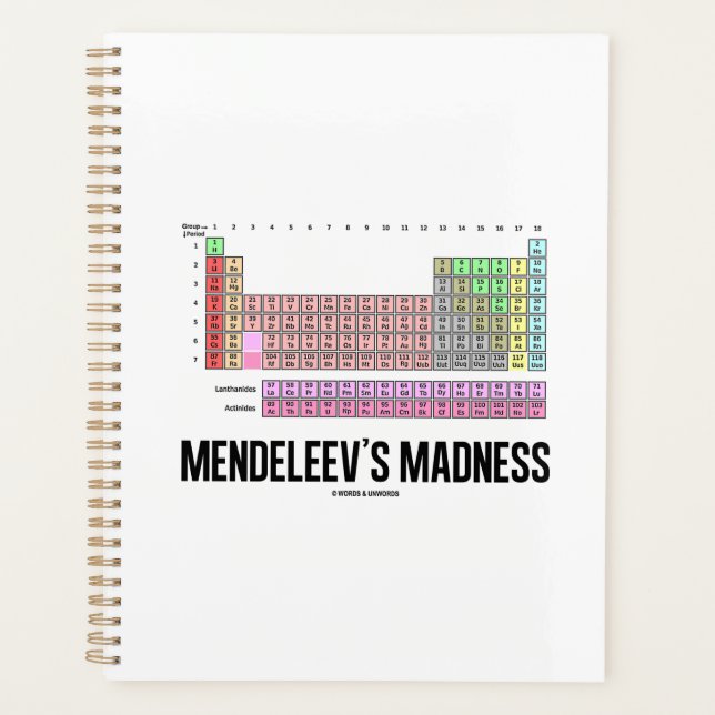 Mendeleev's Madness Periodic Table Of Elements Planner (Front)