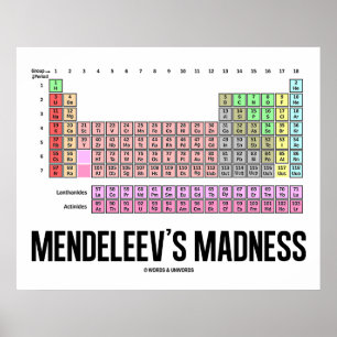 Mendeleev's Madness (Periodic Table Of Elements) Poster