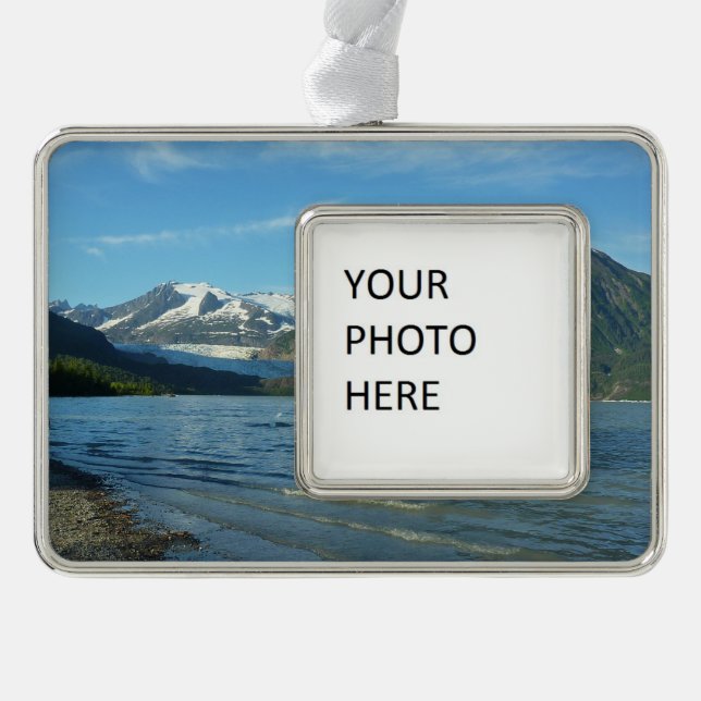 Mendenhall Lake in Juneau Alaska Landscape Silver Plated Framed Ornament (Front)