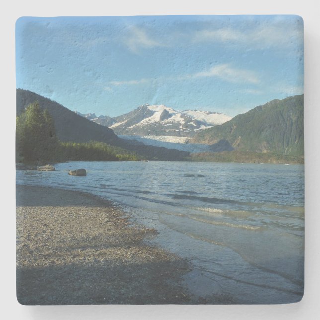 Mendenhall Lake in Juneau Alaska Landscape Stone Coaster (Front)
