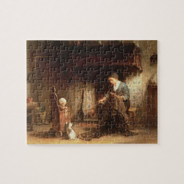 Mending the Nets (oil on panel) Jigsaw Puzzle (Horizontal)
