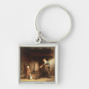 Mending the Nets (oil on panel) Key Ring
