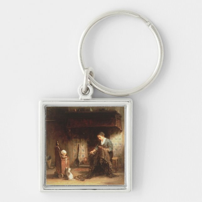 Mending the Nets (oil on panel) Key Ring (Front)