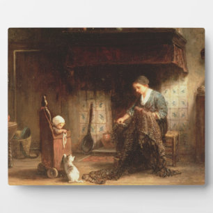 Mending the Nets (oil on panel) Plaque