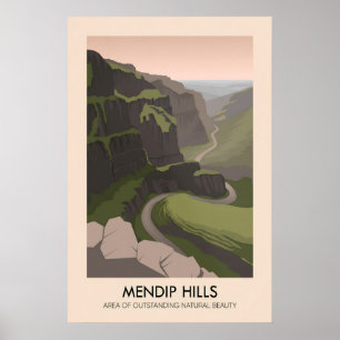 Mendip Hills AONB Travel Poster