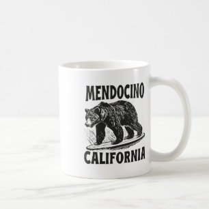 Mendocino California Ca Retro Surfer Beach Surf Vi Coffee Mug