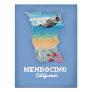 Mendocino California map Poster