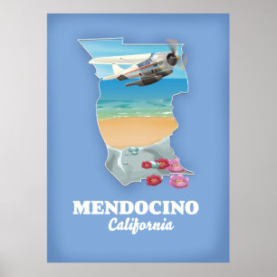Mendocino California map Poster
