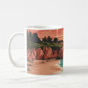 Mendocino Coast, California Retro Watercolor Coffee Mug
