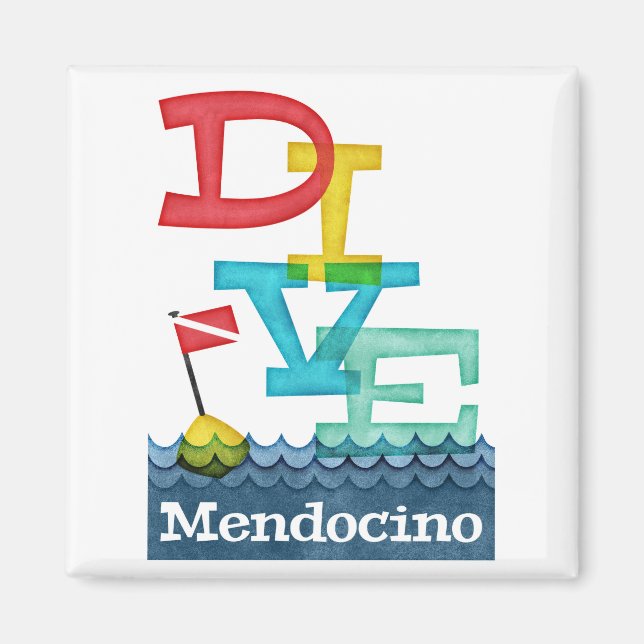 Mendocino Dive - Colourful Scuba Magnet (Front)