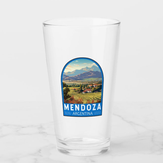 Mendoza Argentina Travel Art Vintage Glass (Front)
