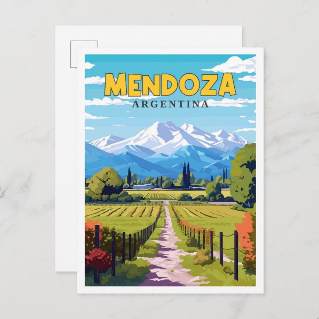 Mendoza Argentina vintage travel illustration Postcard (Front/Back)