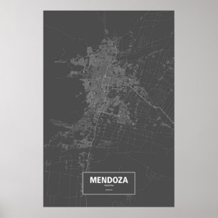 Mendoza, Argentina (white on black) Poster