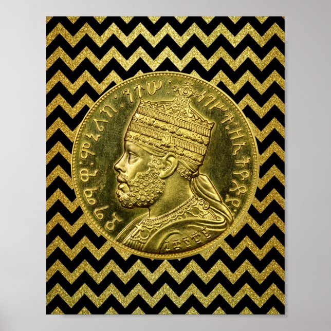 Menelik II Lion Rasta Solomon Jah Rastafari Poster (Front)